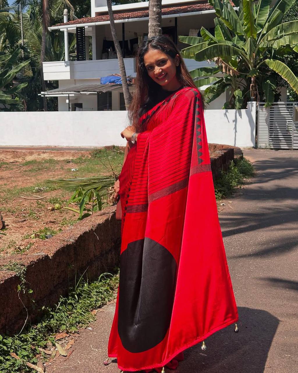 Most Attractive Ajrakh Pure Gajji Silk Saree WIth Tassel