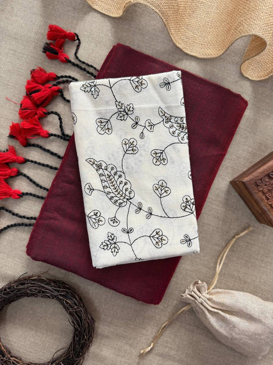 Pure Handloom Cotton Saree With Embroidery Blouse