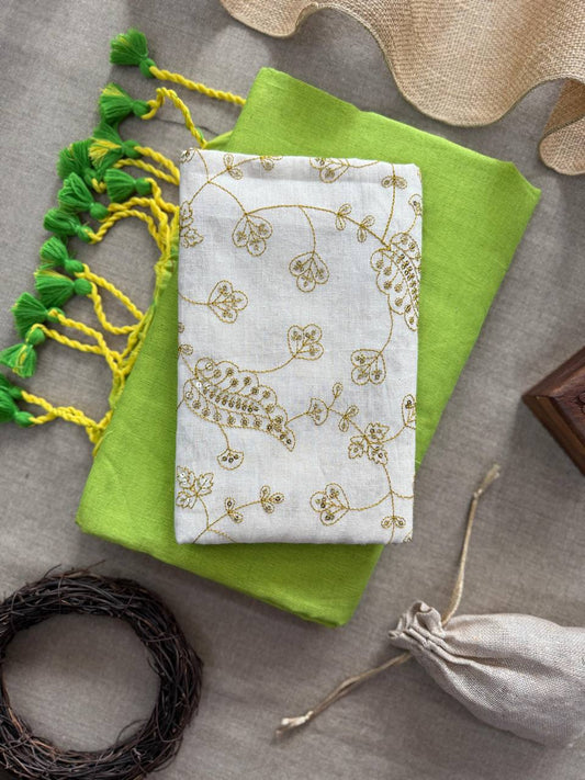 Pure Handloom Cotton Saree With Embroidery Blouse