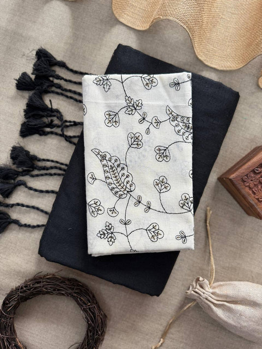 Pure Handloom Cotton Saree With Embroidery Blouse