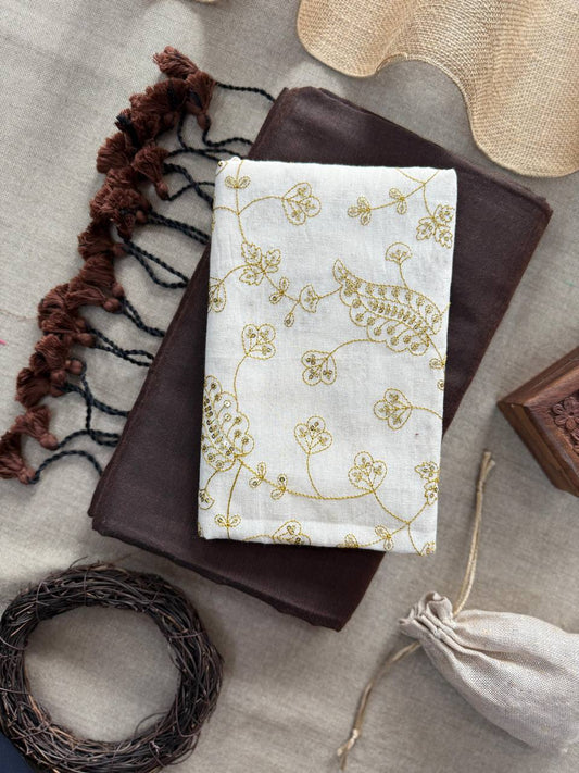 Pure Handloom Cotton Saree With Embroidery Blouse