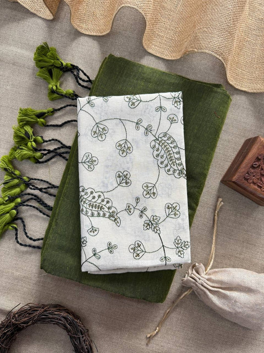 Pure Handloom Cotton Saree With Embroidery Blouse