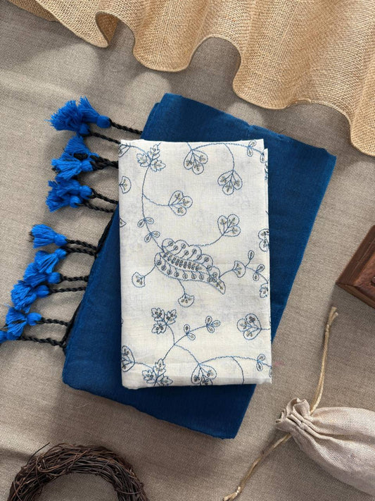 Pure Handloom Cotton Saree With Embroidery Blouse