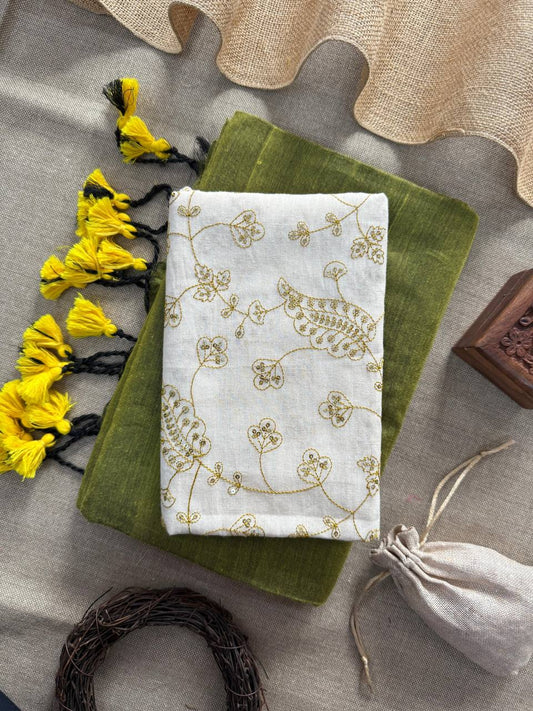 Pure Handloom Cotton Saree With Embroidery Blouse