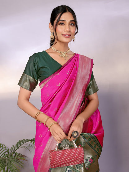 Most Graceful Paithani Silk Saree With Rich Border & Pallu
