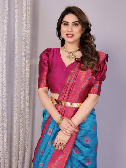 Most Alluring Banarasi Silk Saree with with Rich Pallu