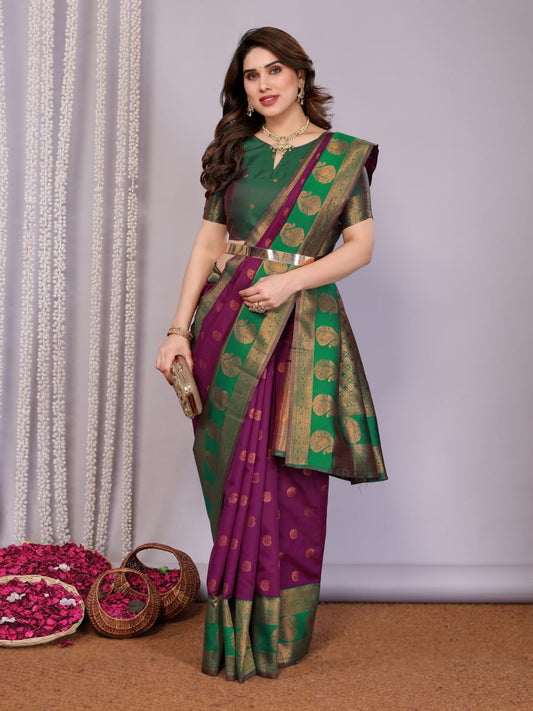 Most Charming Banarasi Silk Saree with with Rich Pallu