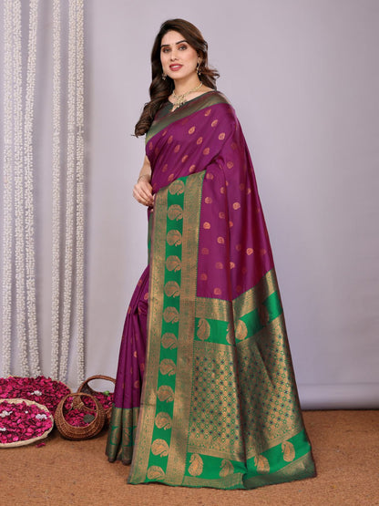 Most Charming Banarasi Silk Saree with with Rich Pallu