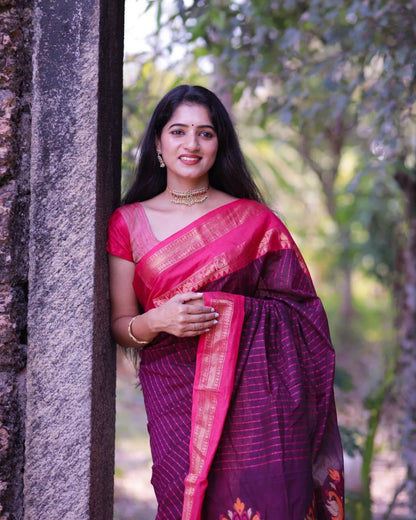 Most Magnificent Banarasi Silk Saree With Rich Pallu