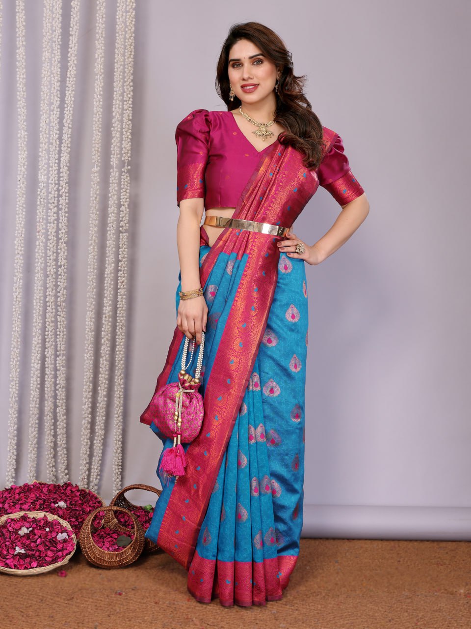Most Alluring Banarasi Silk Saree with with Rich Pallu