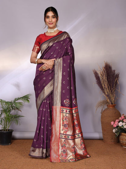 Most Graceful Paithani Silk Saree With Rich Border & Pallu