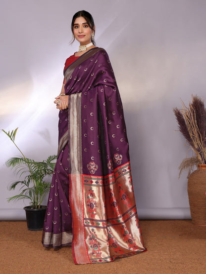 Most Graceful Paithani Silk Saree With Rich Border & Pallu