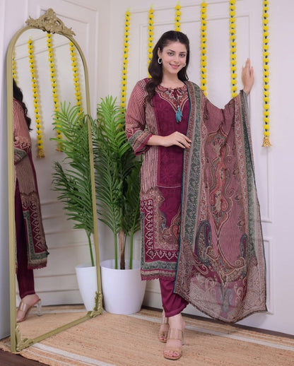 Most Attractive Pure Muslin Embroidery Suit Set