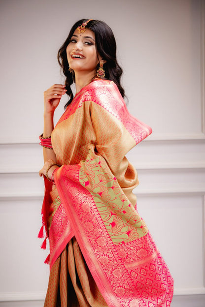 Most Elegant Banarasi Silk Saree With Zari Weaving