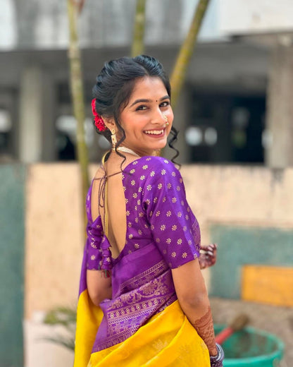 Most Beautiful Banarasi Silk Saree With Zari Weaving