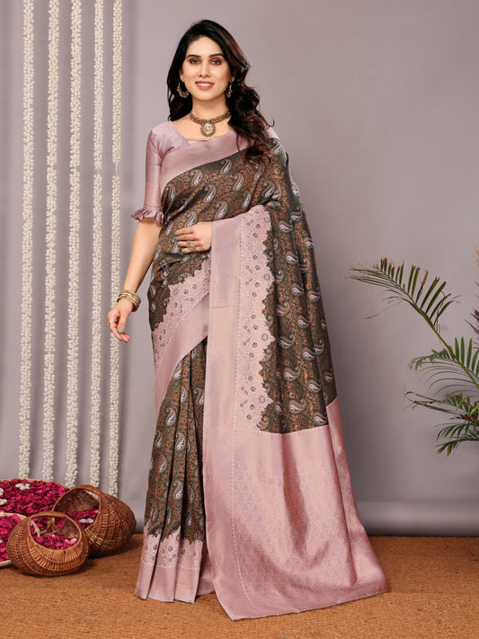 Most Ravishing Banasari Silk Saree With Blouse