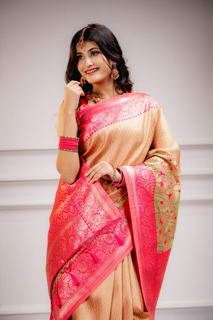 Most Elegant Banarasi Silk Saree With Zari Weaving