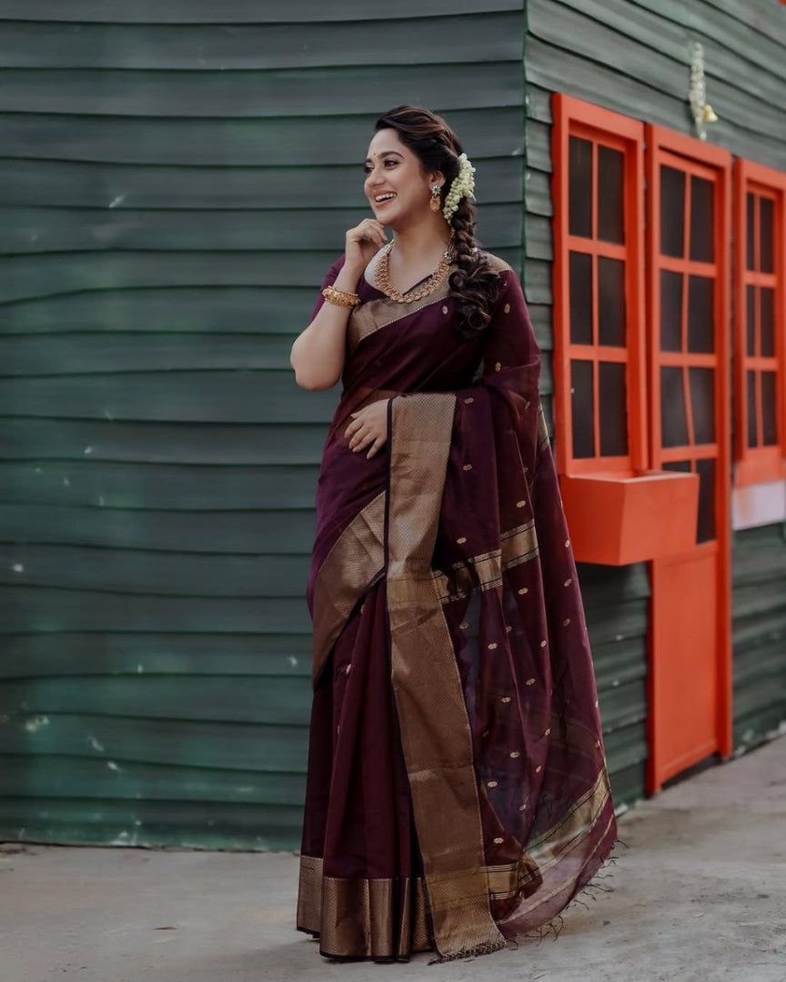 Most Pretty Banarasi Silk Saree With Rich Pallu