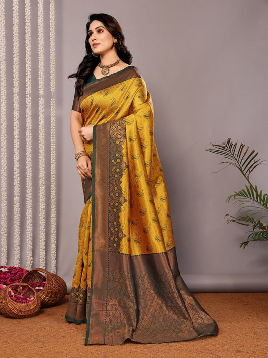 Most Ravishing Banasari Silk Saree With Blouse