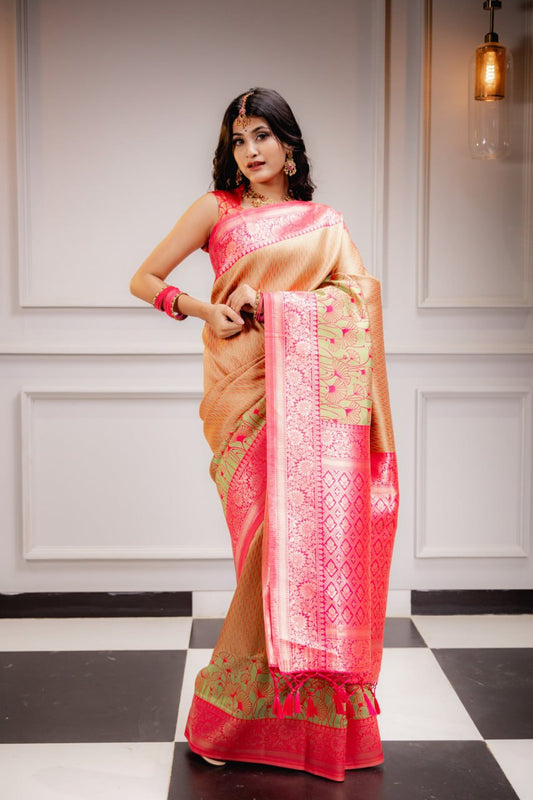 Most Elegant Banarasi Silk Saree With Zari Weaving