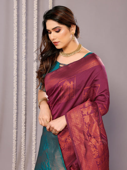 Most Elegant Banarasi Silk Saree With Rich Pallu