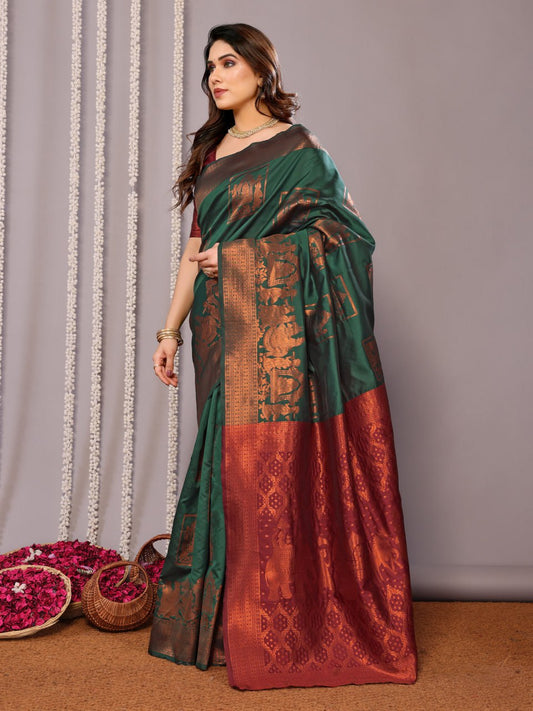 Most Elegant Banarasi Silk Saree With Rich Pallu