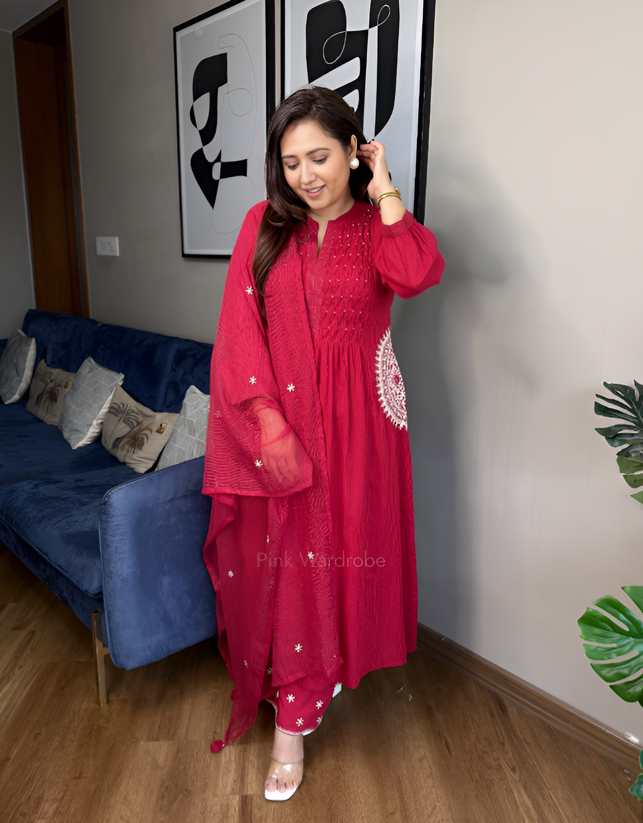 Very Graceful Pure Mul Cotton Embroidery Suit Set