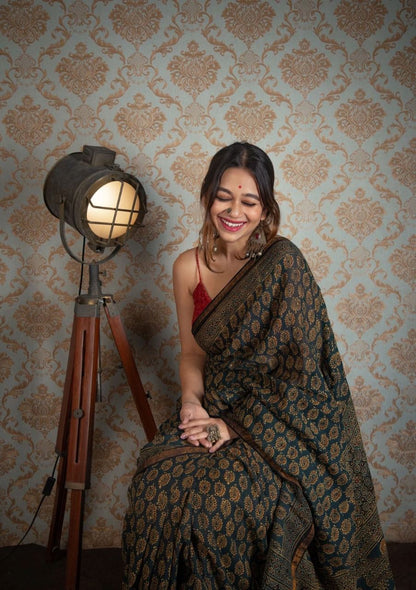 Jaypuri  BlockPrinted Cotton Mul Saree