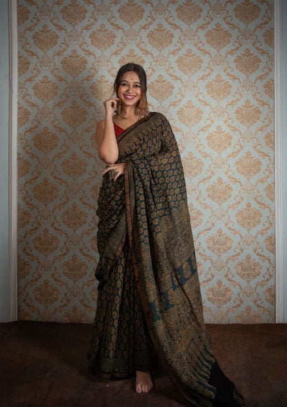 Jaypuri  BlockPrinted Cotton Mul Saree