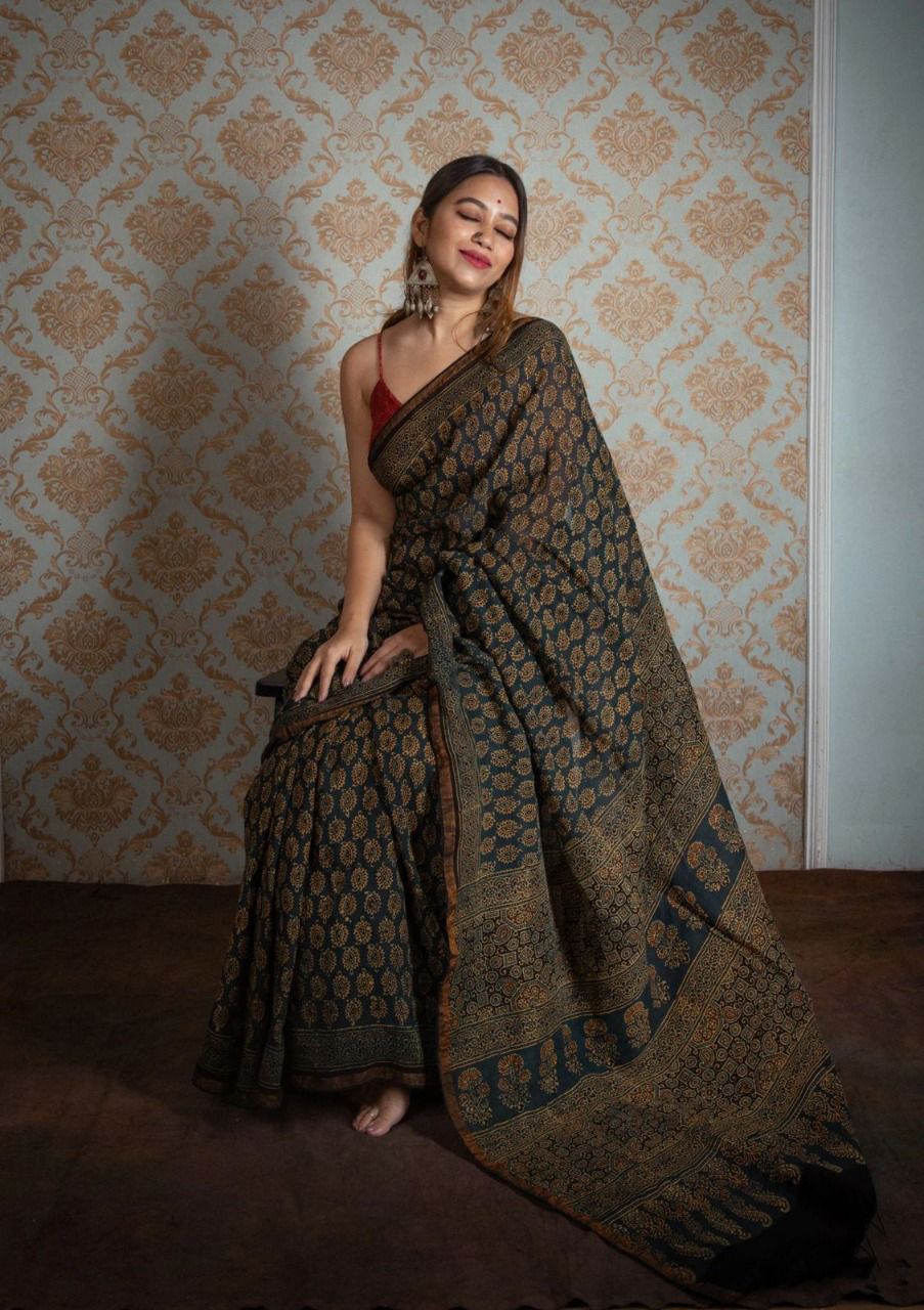 Jaypuri  BlockPrinted Cotton Mul Saree