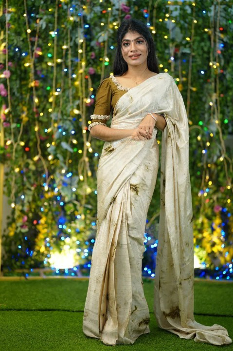 1-Min Ready To Wear Saree In Premium Chinon With Blouse