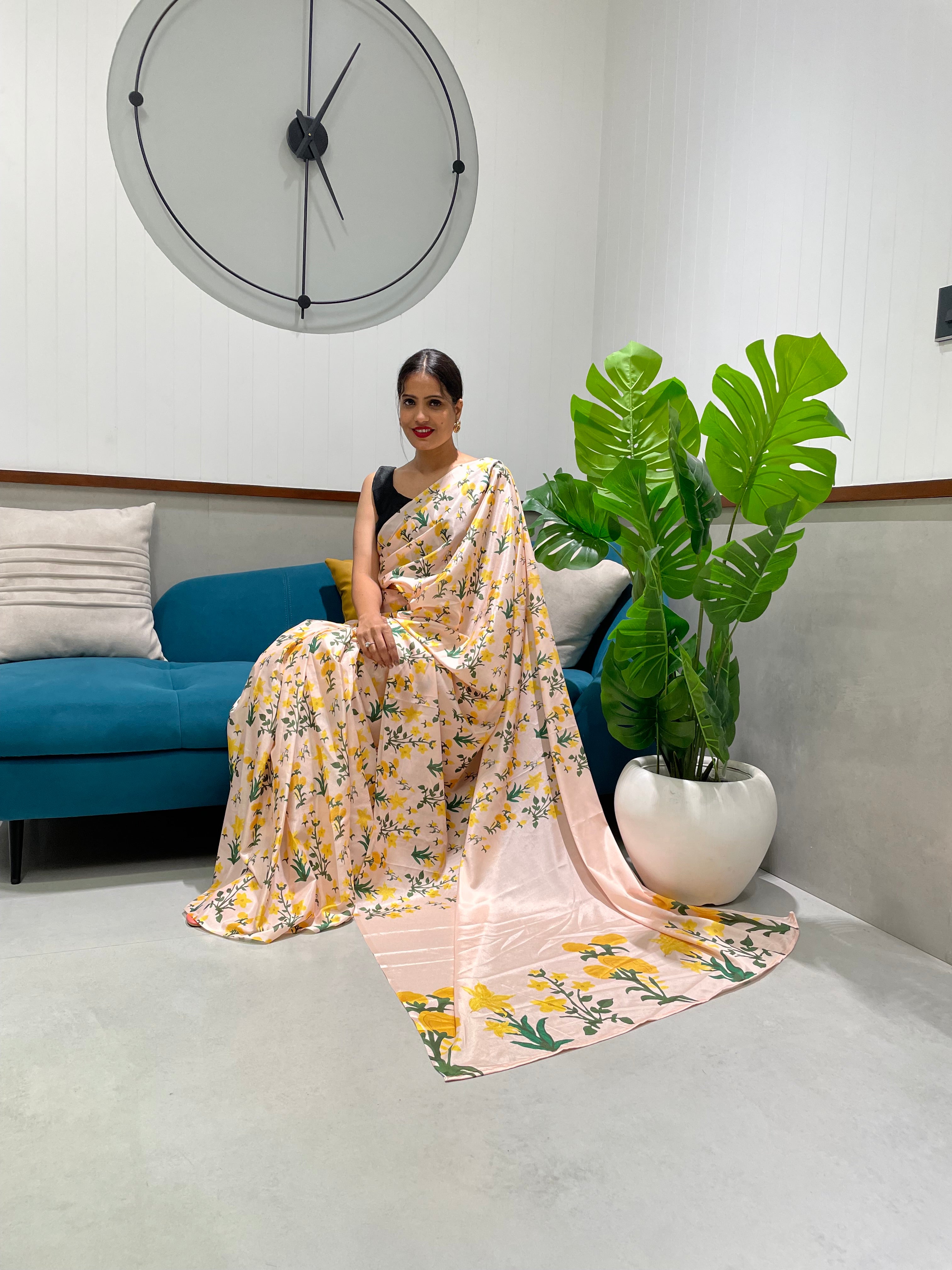 1-min Ready To Wear Saree In Premium Chinon Silk