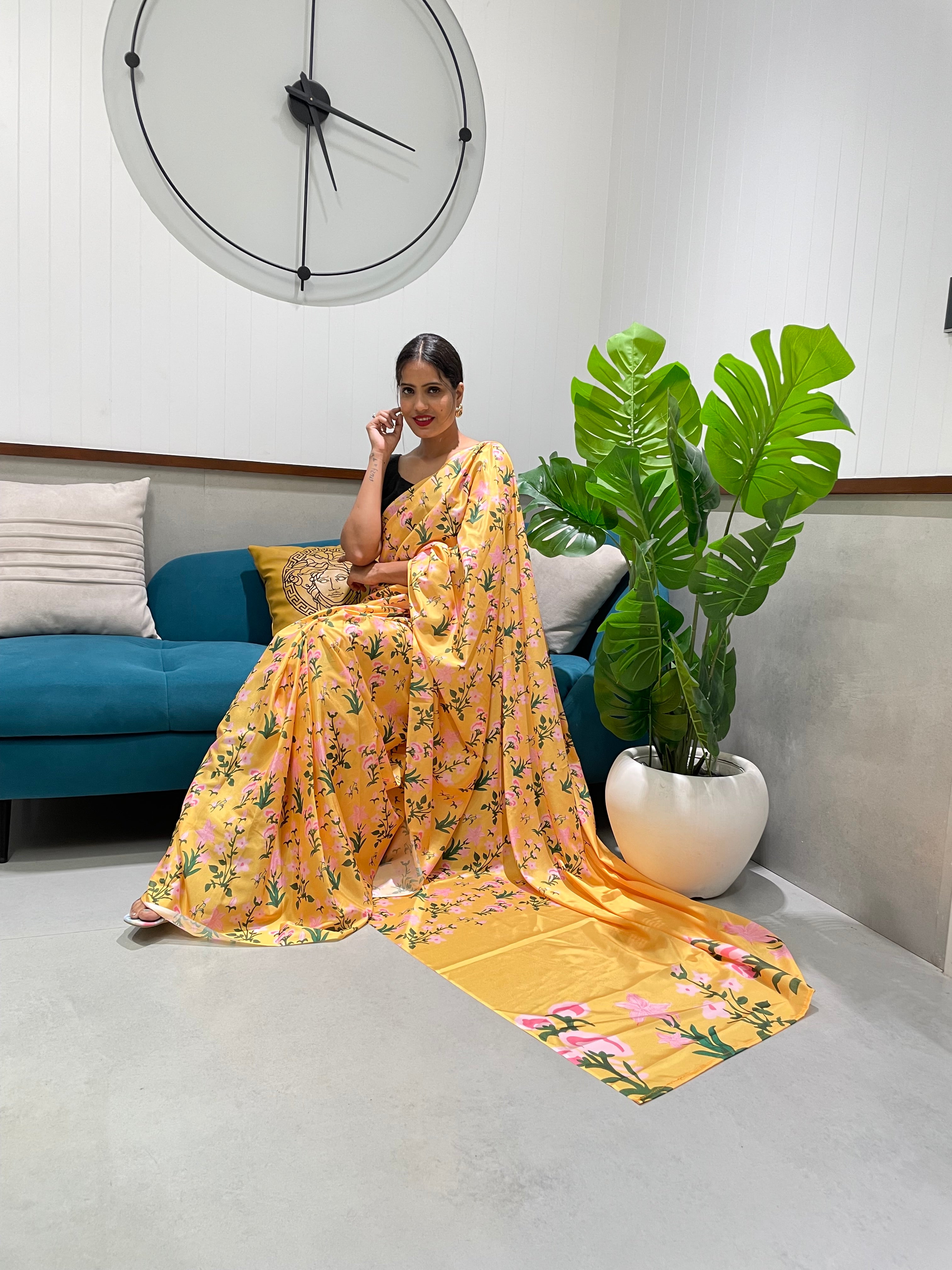 1-min Ready To Wear Saree In Premium Chinon Silk