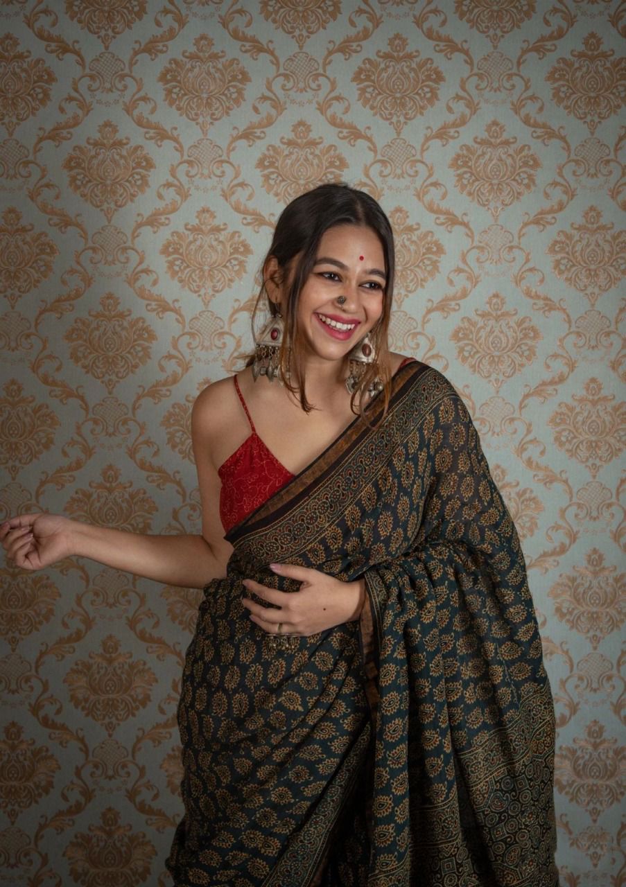 Jaypuri  BlockPrinted Cotton Mul Saree