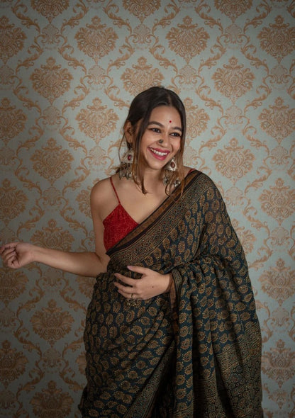Jaypuri  BlockPrinted Cotton Mul Saree