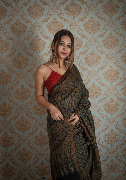 Jaypuri  BlockPrinted Cotton Mul Saree