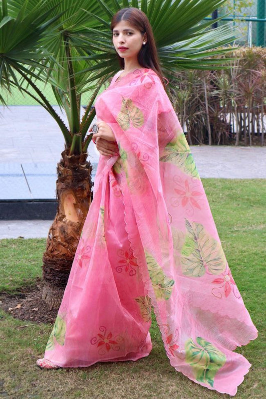Premium Imported Organza Silk Saree With Heavy Blouse Piece